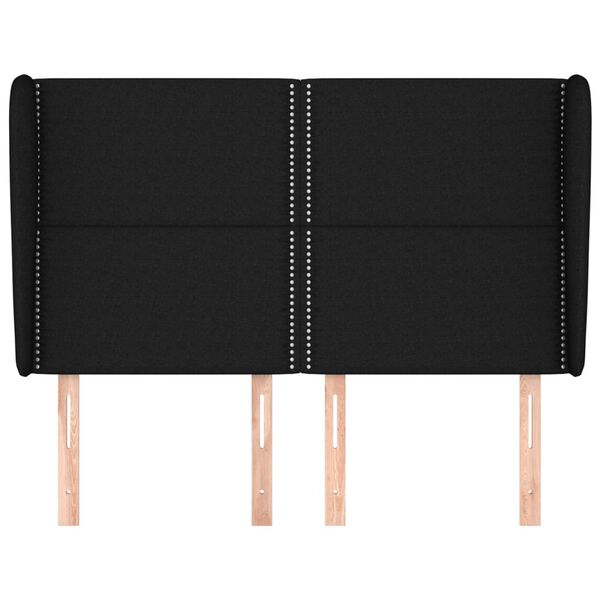 vidaXL Uzglavlje s u&scaron;ima crno 147x23x118/128 cm od tkanine