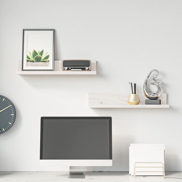 vidaXL Zidne police 2 kom bijele 50 x 11 x 9 cm od masivne borovine