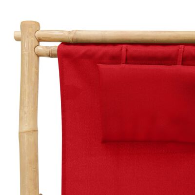 vidaXL Ležaljka od bambusa i platna crvena