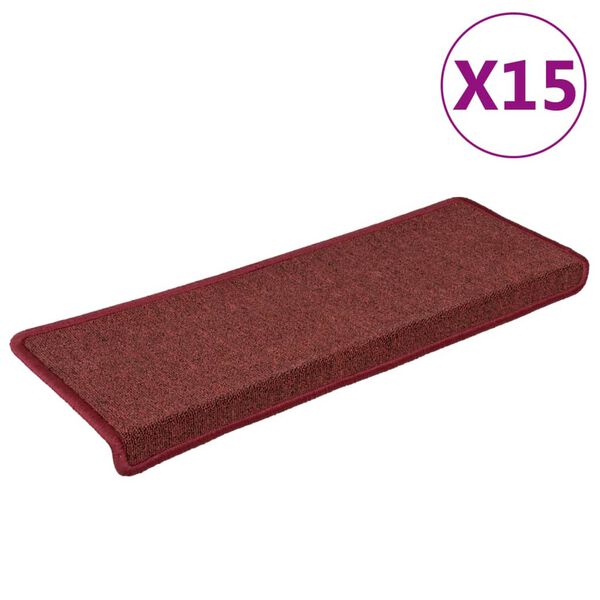 vidaXL Prostirke za stepenice 15 kom 65x21x4 cm bordo pravokutni rub