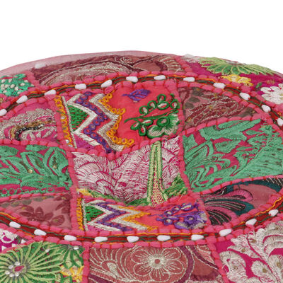 vidaXL Tabure s patchworkom okrugli pamučni 40 x 20 cm ružičasti