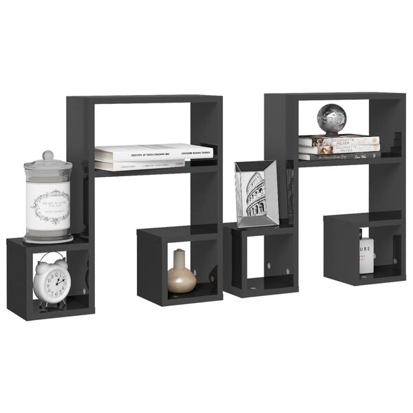 vidaXL Zidne police 2 kom sjajne sive 50x15x50 cm konstruirano drvo