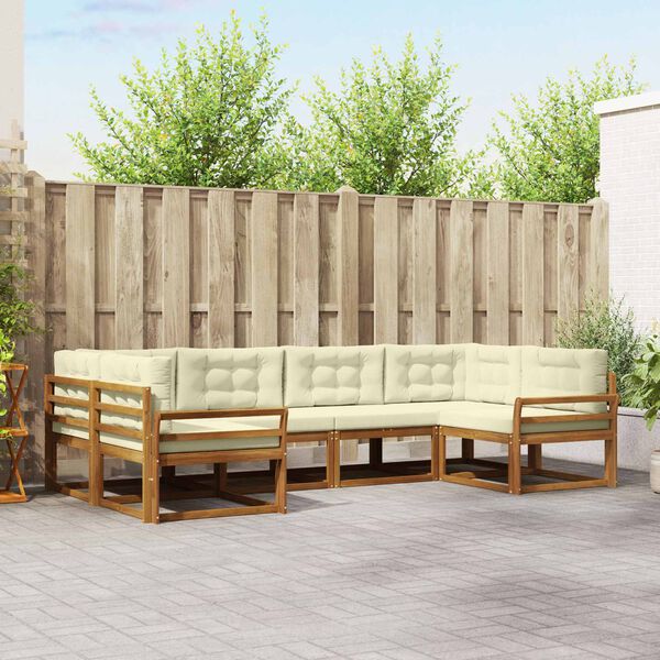 vidaXL Set vanjskih sofa s jastukom 6 pcs Prirodna i krem
