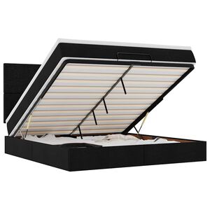 vidaXL Otomanski krevet s madracem i LED crni 160x200cm tkanine