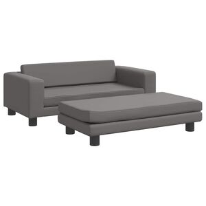 vidaXL Dječja sofa s tabureom siva 100 x 50 x 30 cm od umjetne kože