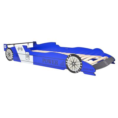 vidaXL Dječji krevet u obliku trkaćeg automobila LED 90 x 200 cm plavi