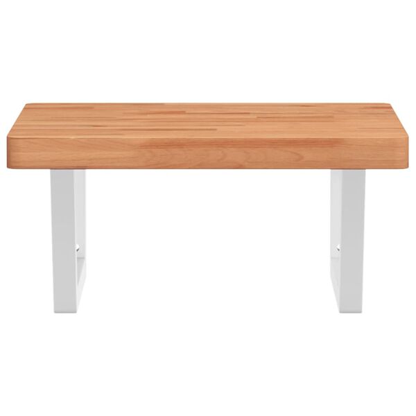 vidaXL Zidna polica za umivaonik od čelika i masivne bukovine