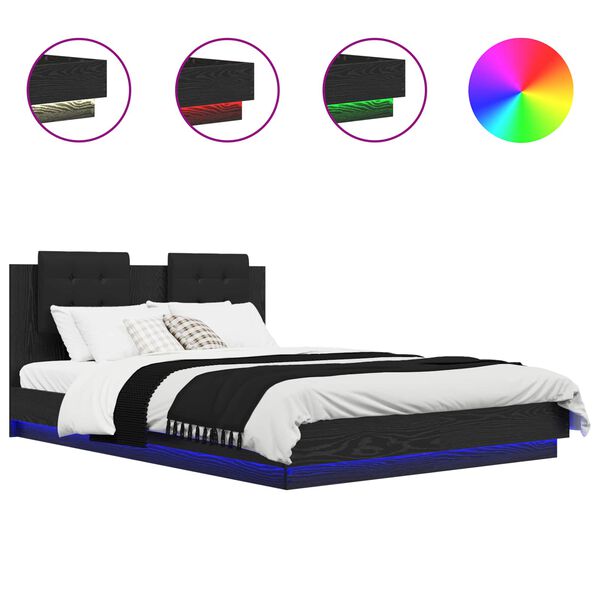 vidaXL Okvir kreveta s uzglavljem s uzglavljem Crni hrast 160 x 200 cm