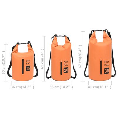 vidaXL Suha torba s patentnim zatvaračem narančasta 15 L PVC