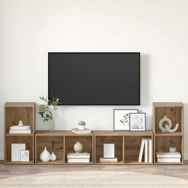 vidaXL Set TV komoda Zidne 4 pcs Umjetnički hrast 37 x 37 x 72 cm