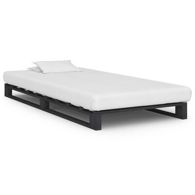 vidaXL Okvir za krevet od paleta od masivne borovine sivi 90 x 200 cm