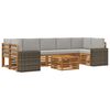 vidaXL Set vanjskih sofa s jastukom 8 pcs Prirodna i svjetlosiva