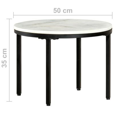 vidaXL Stolić za kavu bijelo-crni Ø 50 cm od pravog punog mramora