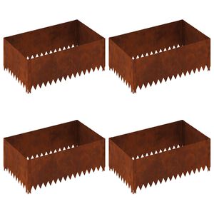 vidaXL Ograda oko Travnjaka 4 pcs 100 x 60 x 35 cm Čelik Rđa