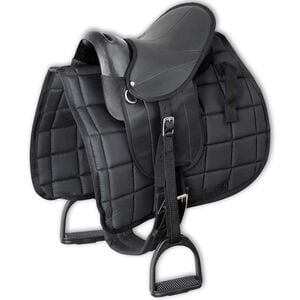 vidaXL Sedlo za Ponija Komplet 10" Crno