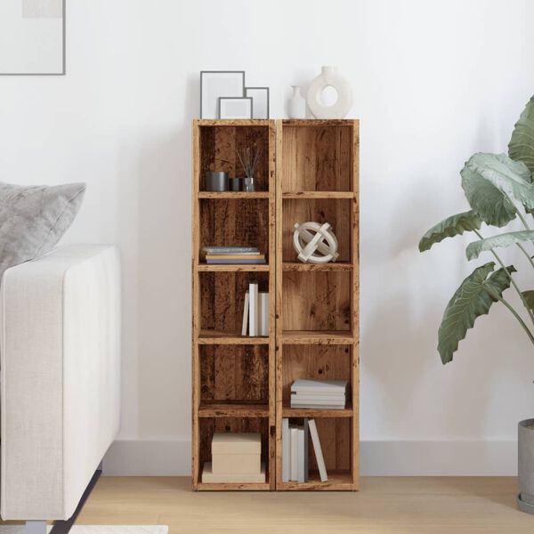 vidaXL Ormarići za CD-ove 2 kom boja starog drva 21x16x93,5 cm drveni