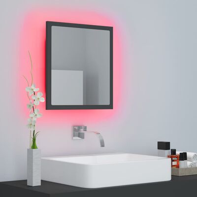 vidaXL LED kupaonsko ogledalo sivo 40 x 8,5 x 37 cm akrilno