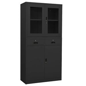 vidaXL Uredski ormarić antracit 90x40x180 cm čelik i kaljeno staklo