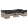 vidaXL 11-dijelni set vrtnih sofa poliratan s jastucima svijetlosivi