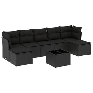 vidaXL 8-dijelni set vrtnih sofa od poliratana s jastucima crni