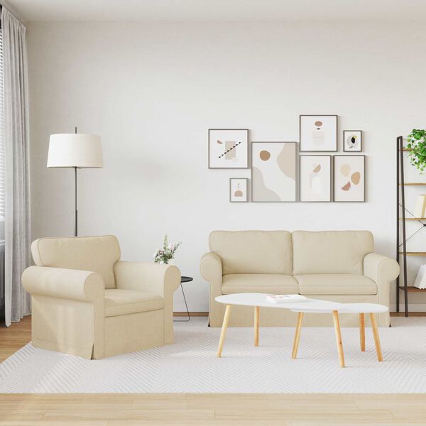 vidaXL Sofa 2 pcs Krema 175 x 82 x 80 cm tkanina