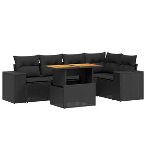 vidaXL 6-dijelni set vrtnih sofa s jastucima crni od poliratana