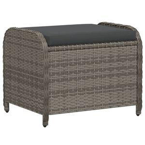 vidaXL Vrtni tabure s jastukom sivi 58x46x46 cm od poliratana