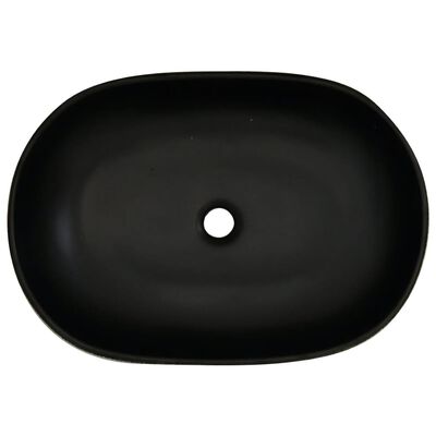 vidaXL Nadgradni umivaonik sivo-crni ovalni 59x40x14 cm keramički