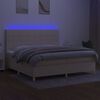 vidaXL Krevet box spring s madracem LED krem 200x200 cm od tkanine
