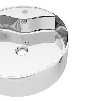 vidaXL Umivaonik sa zaštitom od prelijevanja 46,5x15,5 cm keramički srebrni