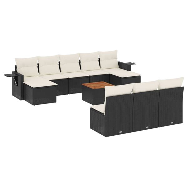 vidaXL 11-dijelni set vrtnih sofa od poliratana s jastucima crni