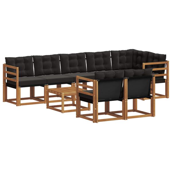 vidaXL Set vanjskih sofa s jastukom 9 pcs Prirodna i crna