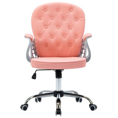 vidaXL Okretna uredska stolica od umjetne kože ružičasta