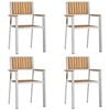 vidaXL Vrtna stolica 4 pcs Smeđa 56 x 54,5 x 87 cm Čvrsto teak drvo