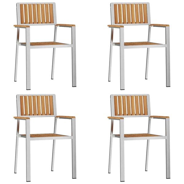 vidaXL Vrtna stolica 4 pcs Smeđa 56 x 54,5 x 87 cm Čvrsto teak drvo