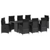 vidaXL Vanjski set za objedovanje 9 kom. Crna 240 x 90 x 75 cm