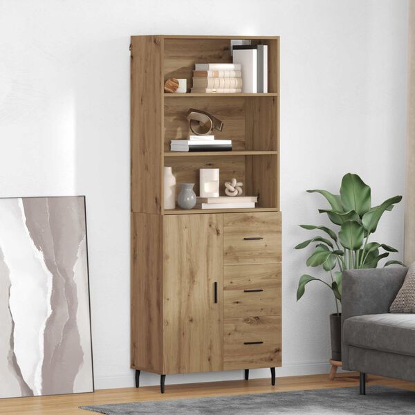vidaXL Highboard s ladicama Umjetnički hrast 69,5 x 34 x 180 cm