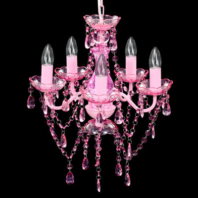 vidaXL Kristalna svjetiljka s 5 žarulja ružičasta