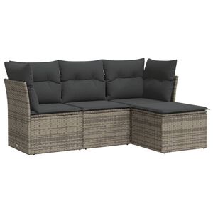 vidaXL 4-dijelni set vrtnih sofa od poliratana s jastucima sivi