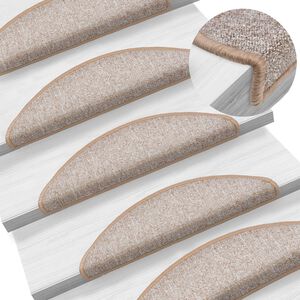 vidaXL Prostirke za stepenice 15 kom 56x17x3 cm svijetlosmeđe poluokrugle