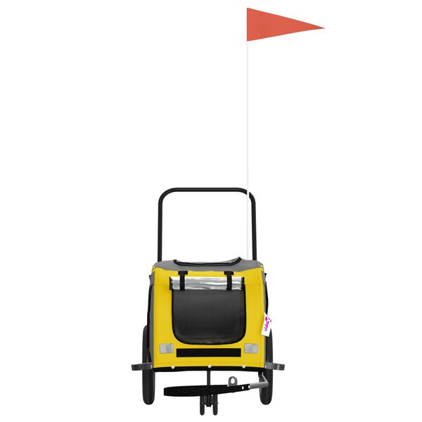 vidaXL Prikolica za bicikl za ljubimce žuto-crna od tkanine i željeza