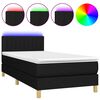 vidaXL Krevet box spring s madracem LED crni 100x200 cm od tkanine