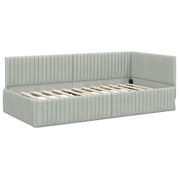 vidaXL Kutni okvir kreveta Svijetlo siva 90 cm x 200 cm Bar&scaron;un