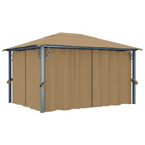 vidaXL Sjenica sa zastorom 400 x 300 cm smeđe-siva aluminijska