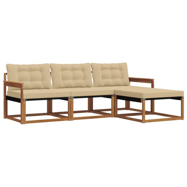 vidaXL Set vanjskih sofa s jastukom 4 pcs Prirodna i bež