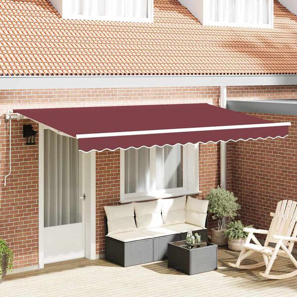 vidaXL Skrovita tenda Tamno crvena 350 x 200 cm tkanina