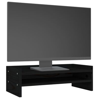 vidaXL Stalak za monitor crni 50 x 24 x 16 cm od masivne borovine