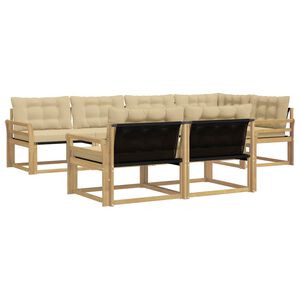 vidaXL Set vanjskih sofa s jastukom 7 pcs Bijela i bež