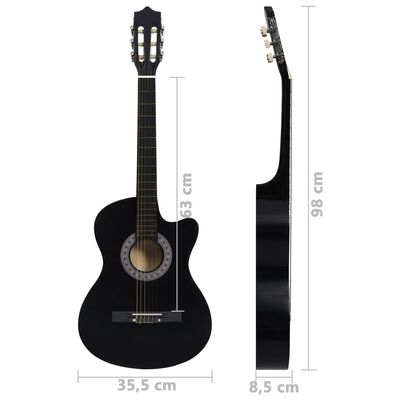 vidaXL 12-dijelni set klasične gitare Western sa 6 žica crni 38 "