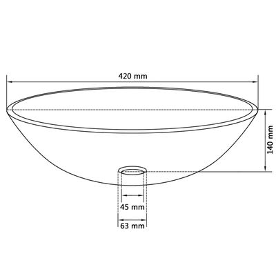 vidaXL Umivaonik Kaljeno Staklo 42 cm Prozirni
